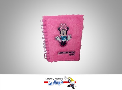 [7453091306804] LIBRETA DE NOTAS ESCOLAR ESPIRAL MINNIE  TEXTURA PELUCHE  MARCA DISCAYA