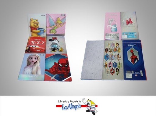 [7707463697275] LIBRETA EMPASTADA DISNEY/MARVEL 100 HOJAS 1 LINEA CON STICKERS MARCA PRIMAVERA