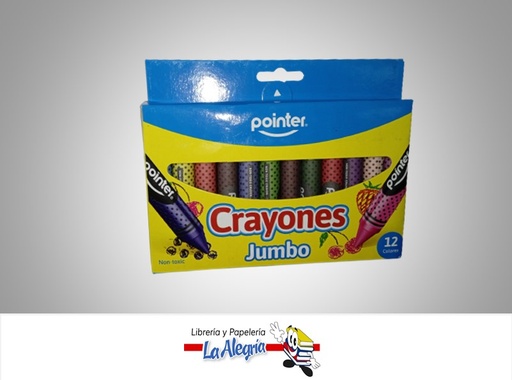 [7453038407212] CREYON DE CERA JUMBO CY-JB-12HQ 12 COLORES MARCA POINTER