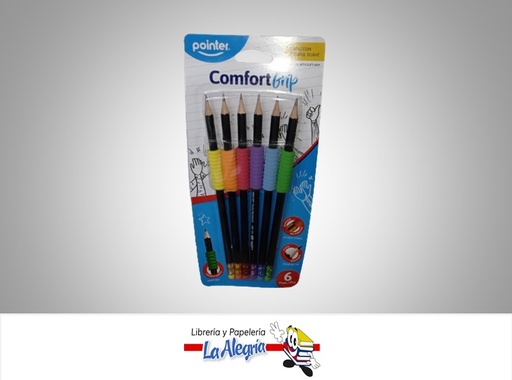 [7453038445368] LAPIZ GRAFITO HB COMFORT GRIP HB-4437B PAQUETE 6 UNIDADES MARCA POINTER