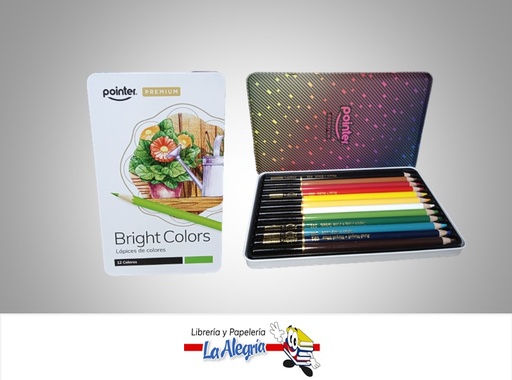 [7453038420440] LAPICES DE COLORES ACP12 PREMIUN CAJA DE METAL 12 COLORES MARCA POINTER