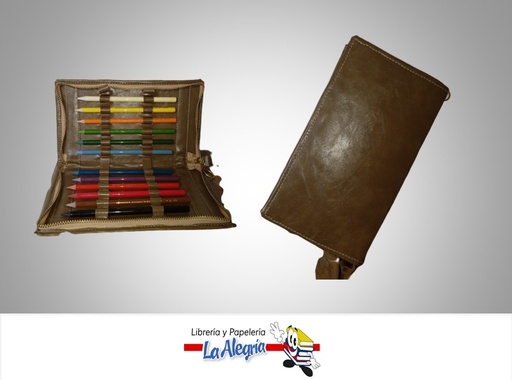 [8752] LAPICES DE COLORES 8752 12 COLORES CON CARTUCHERA DE CUERO