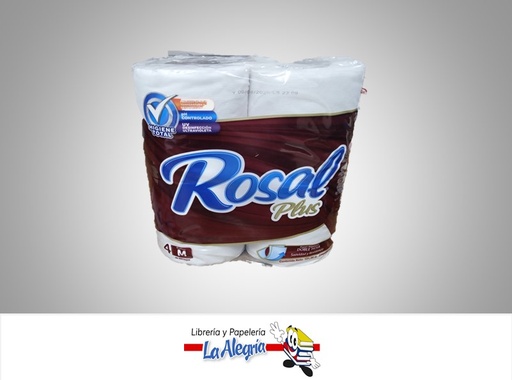 [7591098170278] PAPEL HIGIENICO 4 ROLLOS 300 HOJAS MARCA ROSAL