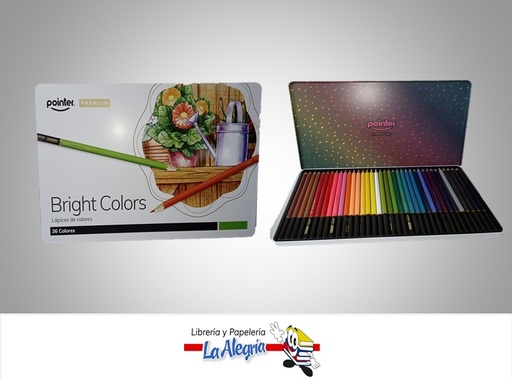 [7453038437639] LAPICES DE COLORES ACP-36 PREMIUN CAJA DE METAL 36 COLORES MARCA POINTER