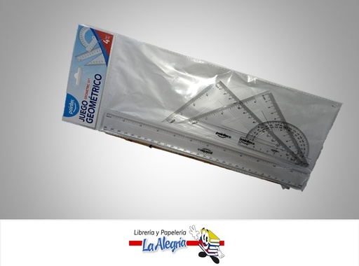 [7453038452960] JUEGO DE GEOMETRIA ACRILICO RU-1230A 4PIEZAS 30 CENTIMETROS MARCA POINTER