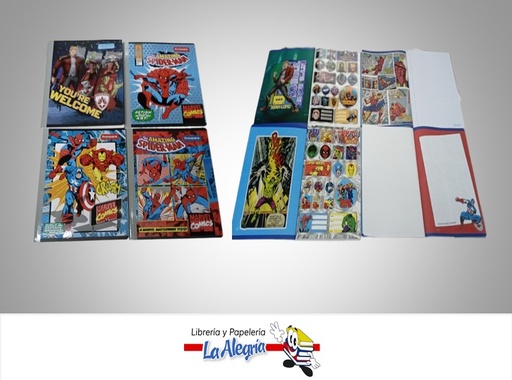 [7707463697244] LIBRETA COSIDA MARVEL 100 HOJAS 1 LINEA CON STICKERS 6016-006 MARCA PRIMAVERA