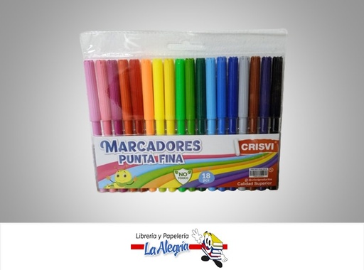 [7598874009227] MARCADOR ESCOLAR PUNTA FINA 18 COLORES MARCA CRISVI
