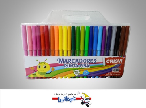 [7598874009234] MARCADOR ESCOLAR PUNTA FINA 24 COLORES MARCA CRISVI