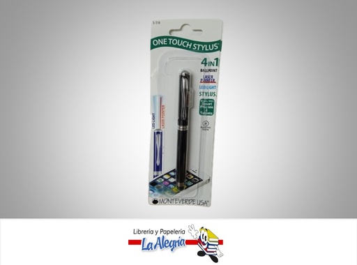 [080333734285] BOLIGRAFO LASER APUNTADOR 4 EN 1 BLACK MARCA MONTEVERDE