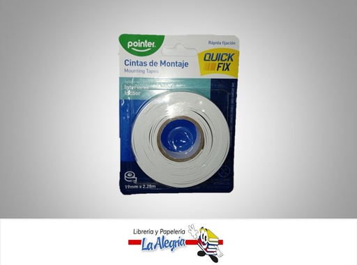 [7453010064013] CINTA ADHESIVA DOBLE CARA 19MMX2.28M BLANCA MT-2019 MARCA POINTER