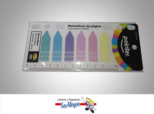 [7453038492546] MARCADOR PAGINAS ADHESIVOS 12X43MM PASTEL 120 UND MARCA POINTER