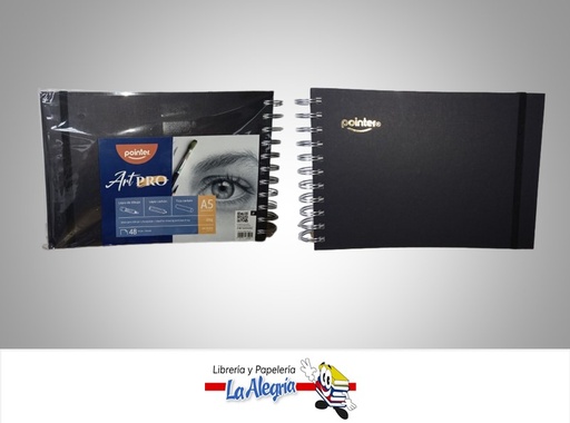 [7453038435925] BLOCK DE BOCETO ESPIRAL ART PRO A5 21X14.8CM 200G 48 HOJAS MARCA POINTER