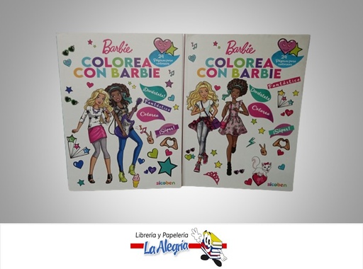 [6014417054048] LIBRO DE ACTIVIDADES COLOREA CON BARBIE 24 PAGINAS 2 TITULOS MARCA EDITORIAL SICOBEN