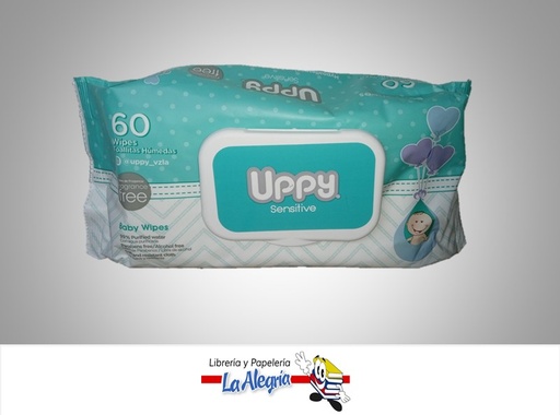 [855393005176] TOALLITAS HÚMEDAS SENSITIVE PARA BEBÉ PAQUETE DE 60 PIEZAS MARCA UPPY