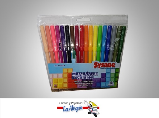 [7591213013817] MARCADOR FINO ESCOLAR 8050818; 18 COLORES MARCA SYSABE