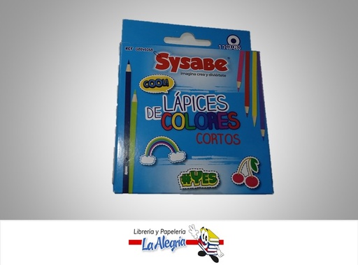 [7591213013183] LAPICES DE COLORES CORTOS 08141018 12 COLORES MARCA SYSABE