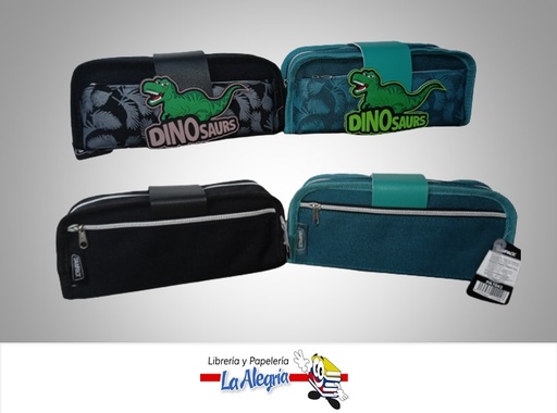 [8435464222996] CARTUCHERA CON BOLSILLO TRIPLE PA1043; 22X10CM DINOSAURIO MARCA MP