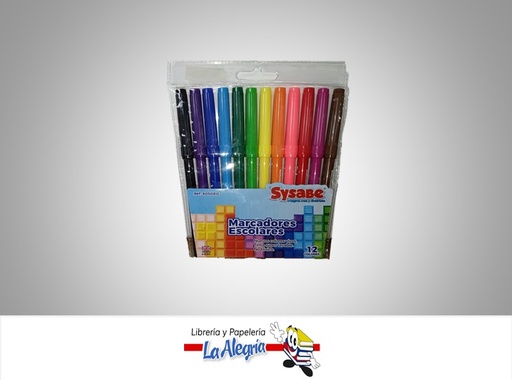 [7591213009704] MARCADOR FINO ESCOLAR 8050812; 12 COLORES MARCA SYSABE