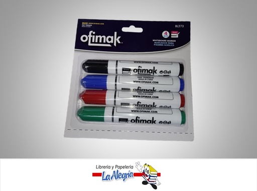 [600291524386] MARCADOR PIZARRA BL273 BLISTER 4 PZS MARCA OFIMAK