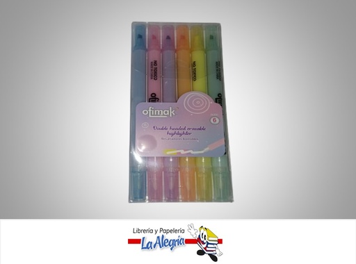 [785571628920] RESALTADORES BORRABLES DOBLE PUNTA BL881, PAQ 6 PZA MARCA OFIMAK