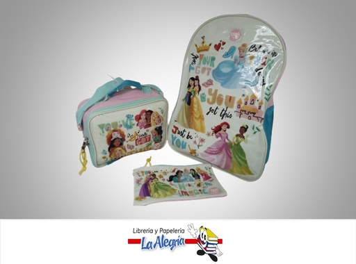 [7591525164580] MORRAL/CARTUCHERA/LONCHERA 959091 COMBO PRINCESAS DISNEY MARCA CAPI