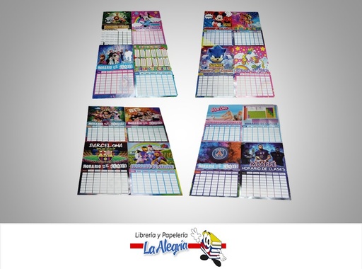 [HORARIOCLA01] HORARIO DE CLASE SURTIDO 50X35 CM. MARCA S/M