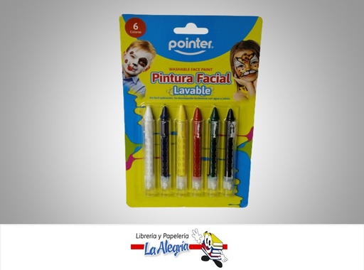 [7453078549194] PINTURA FACIAL FP906 LAVABLE  6 COLORES MARCA POINTER