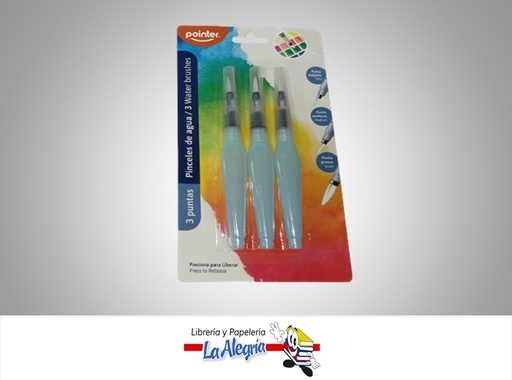 [7453010093068] PINCEL ACUARELA PEQUEÑO 3 PUNTAS WB3S SET 3 PZA MARCA POINTER