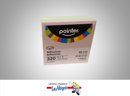 [7453038443180] NOTAS ADHESIVAS NT33480P 7.6X7.6 CM PASTEL 320 HOJAS MARCA POINTER