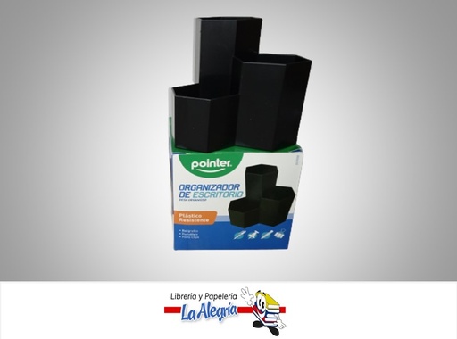 [7453029107046] ORGANIZADOR DE ESCRITORIO 3 ESPACIOS PLASTICO DO9008  NEGRO MARCA POINTER