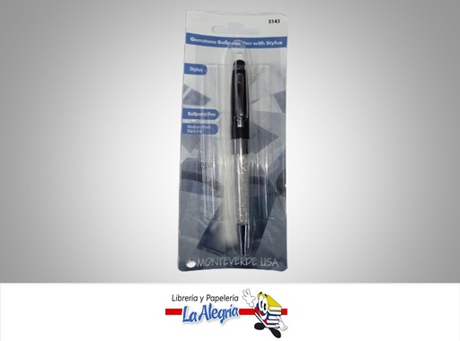 [080333249307] BOLÍGRAFO GEMSTONE PUNTA MEDIA NEGRO UND MARCA MONTEVERDE