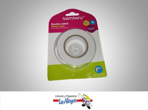 [7453086100004] CINTAS ADHESIVA DOBLE FAZ MONTAJE 18MMX1MMX2 MTS UND MARCA BAMBARY