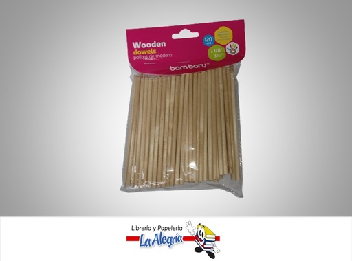 [7453086114797] PALITO DE MADERA REDONDO CORTO NATURALES PAQ 120 UND MARCA BAMBARY
