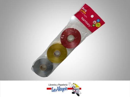 [7453086110362] CINTA DE REGALO 7071015070 COLORES METALIZADA PAQ 3 UND 22.86 MTS C/U MARCA BAMBARY