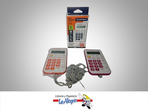[7453015152876] CALCULADORA BOLSILLO STHC109 CON CORDEL 8 DIGITOS 4 COLORES MARCA STUDMARK