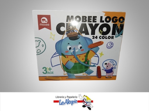 [6970840602549] LAPICES DE COLORES PLASTICOS MB 24 COLORES CRAYON-LOGO ERGONOMICO LARGO 5.5 CM. MARCA MOBEE
