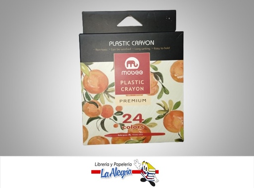 [6970840601658] LAPICES DE COLORES PLASTICOS MB 24 COLORES ERGONOMICO-TRIANGULAR LARGO 120MM. MARCA MOBEE