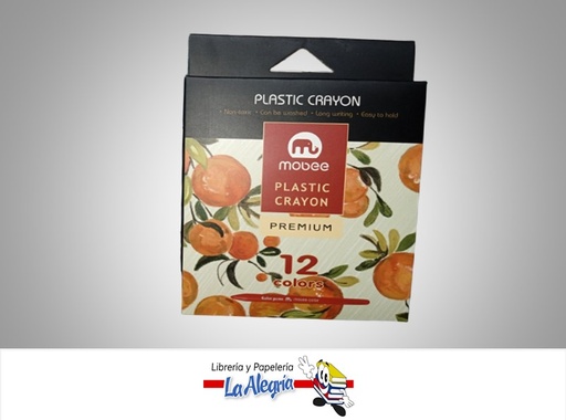 [6970840601641] LAPICES DE COLORES PLASTICOS MB 12 COLORES ERGONOMICO-TRIANGULAR LARGO 120MM. MARCA MOBEE