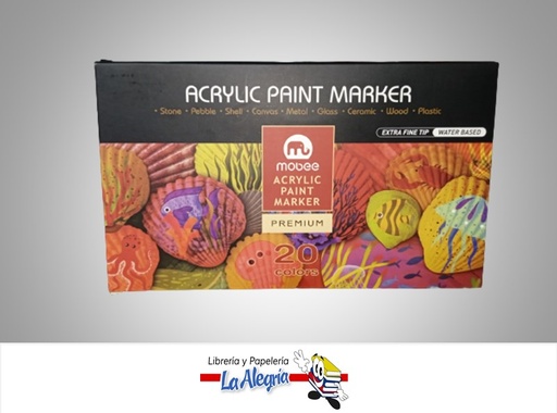 [6954941723228] MARCADOR PARA DISEÑO MB BASE-AGUA PUNTA PRESS-FINA 2.00MM. 20 COLORES MARCA MOBEE