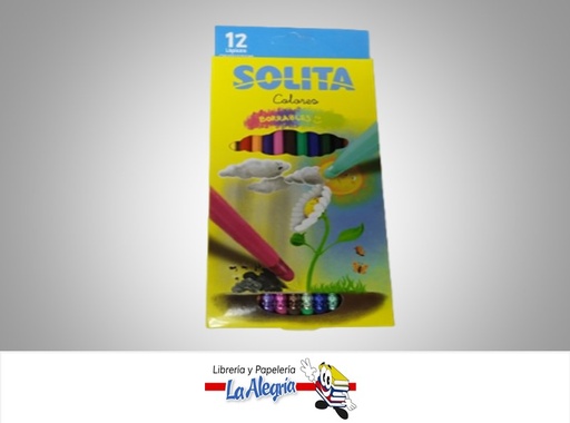 [7591147022831] LAPICES DE COLORES BORRABLES 12 COLORES MARCA SOLITA