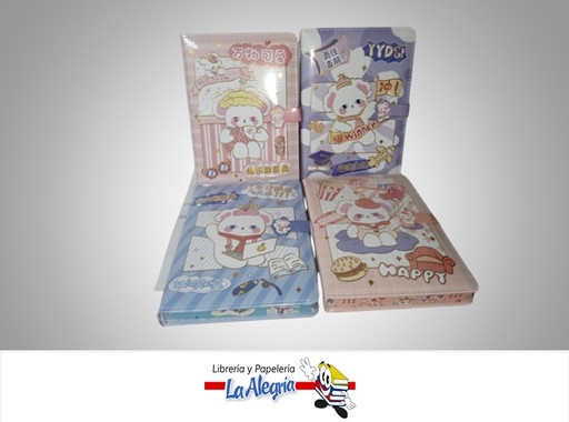 [6970595863851] LIBRETA DE NOTA CON BROCHE HSPU-3647 CUTE BUNNY 13X18.5CM MARCA COURME CLUB