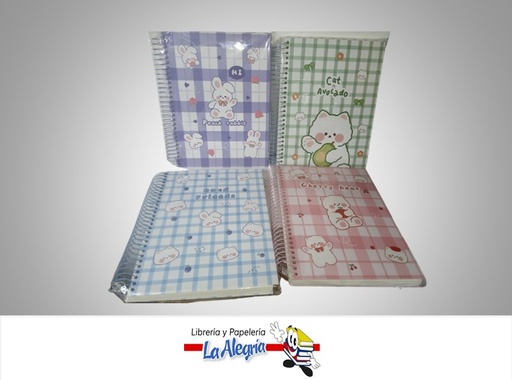 [9968683219281] LIBRETA ESPIRAL DISEÑOS VARIADOS 140 HOJAS KAWAI  MARCA S/M