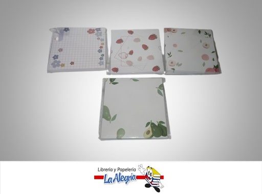 [9896801368682] NOTA AUTOADHESIVA FRUTAS 8X8CM 80 HOJAS MARCA S/M
