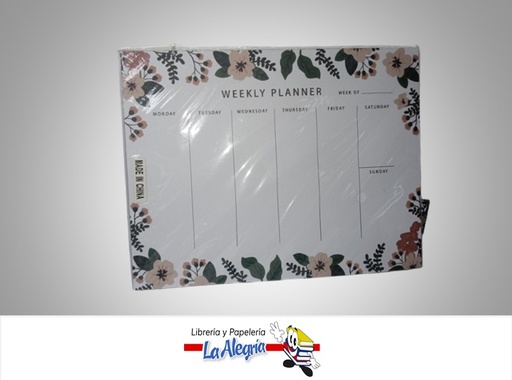 [9968366389683] PLANIFICADOR SEMANAL 18X23CM  52 HOJAS MARCA S/M