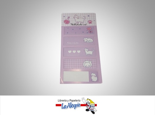 [6971124031956] NOTA AUTOADHESIVA MILKSHARE CAT 1.5X5CM 100 HOJAS  MARCA  MAIMAO
