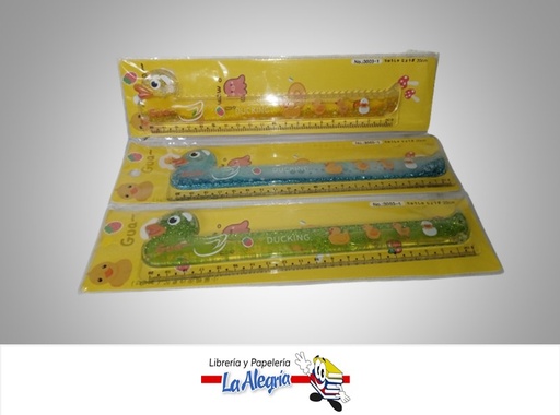 [6970570812379] REGLA ACRILICA CON ESCARCHA 30031; PATO 20 CM MARCA JIEYANG