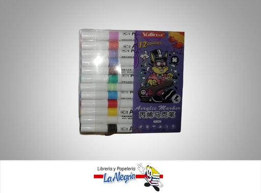 [6937924700010] MARCADOR POSTER ACRILICO QBT2625 12 COLORES MARCA YULIN