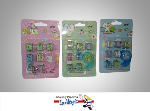 [6809276610104] WHASITAPE CON DISPENSADOR MINI E1010 ANIMALITOS 7 PZA MARCA DIY