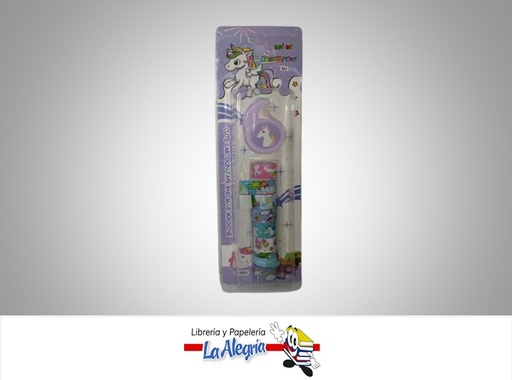 [6020136551058] WASHI TAPE CON DISPENSADOR MINI E105 UNICORNIO 8 PZA MARCA DIY