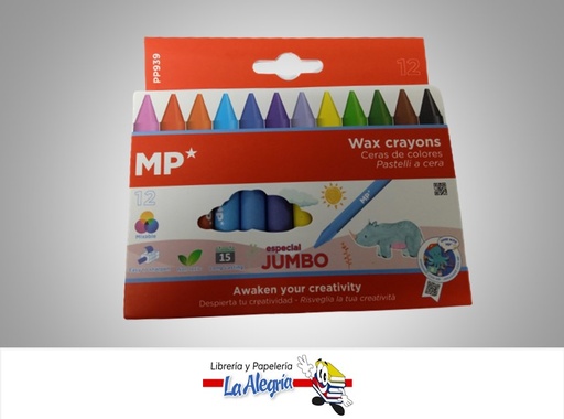 [8435464150336] CREYON CERA PLASTICA PP939 JUMBO 12 COLORES MARCA MP
